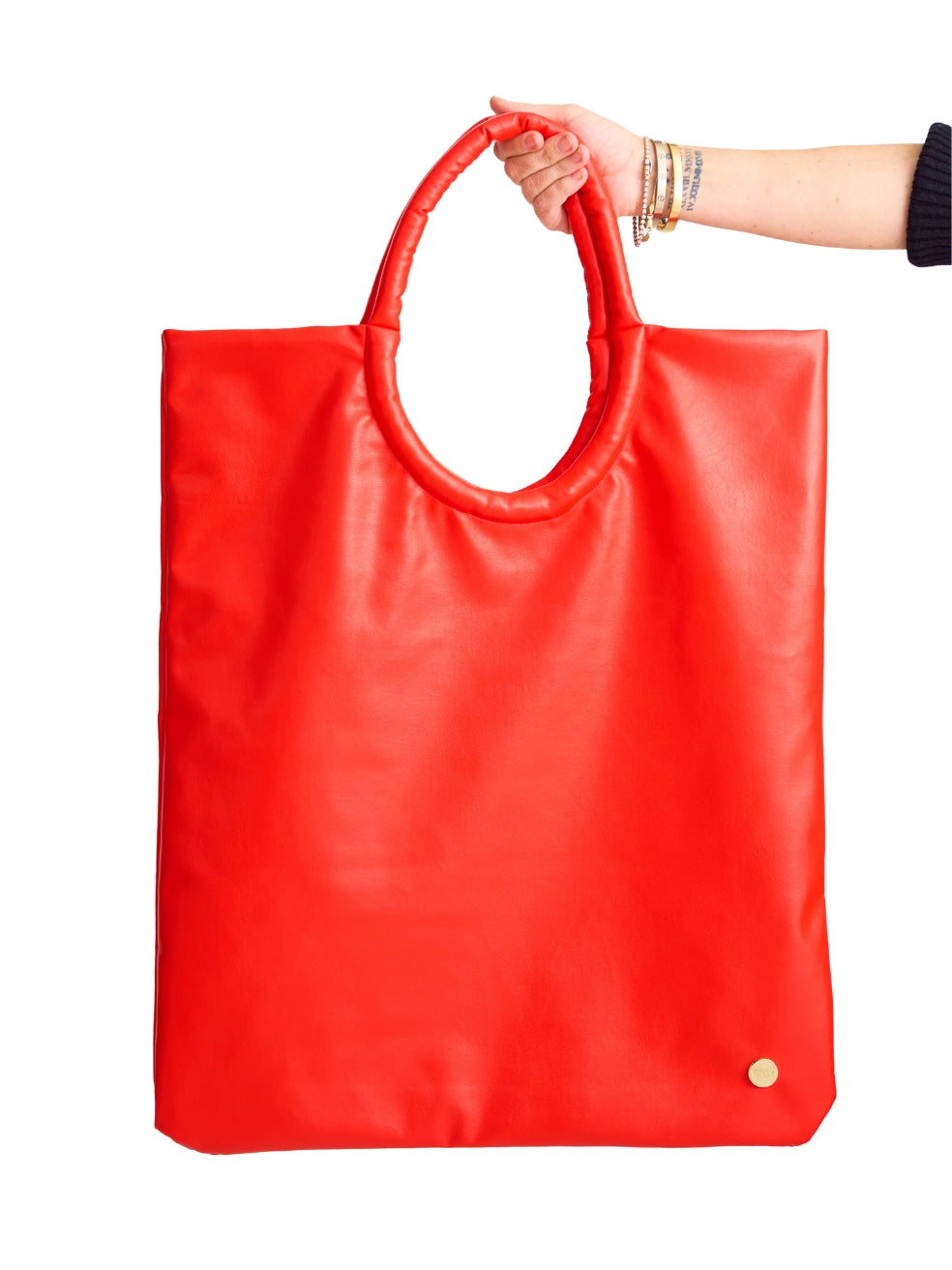 24 Hour Tote Bright Red Tart Faux Leather Oversized Tote FREED Made in Canada