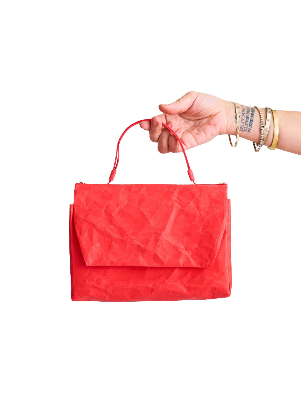 Paper purse stylish bright red tart vegan fashion made in canada