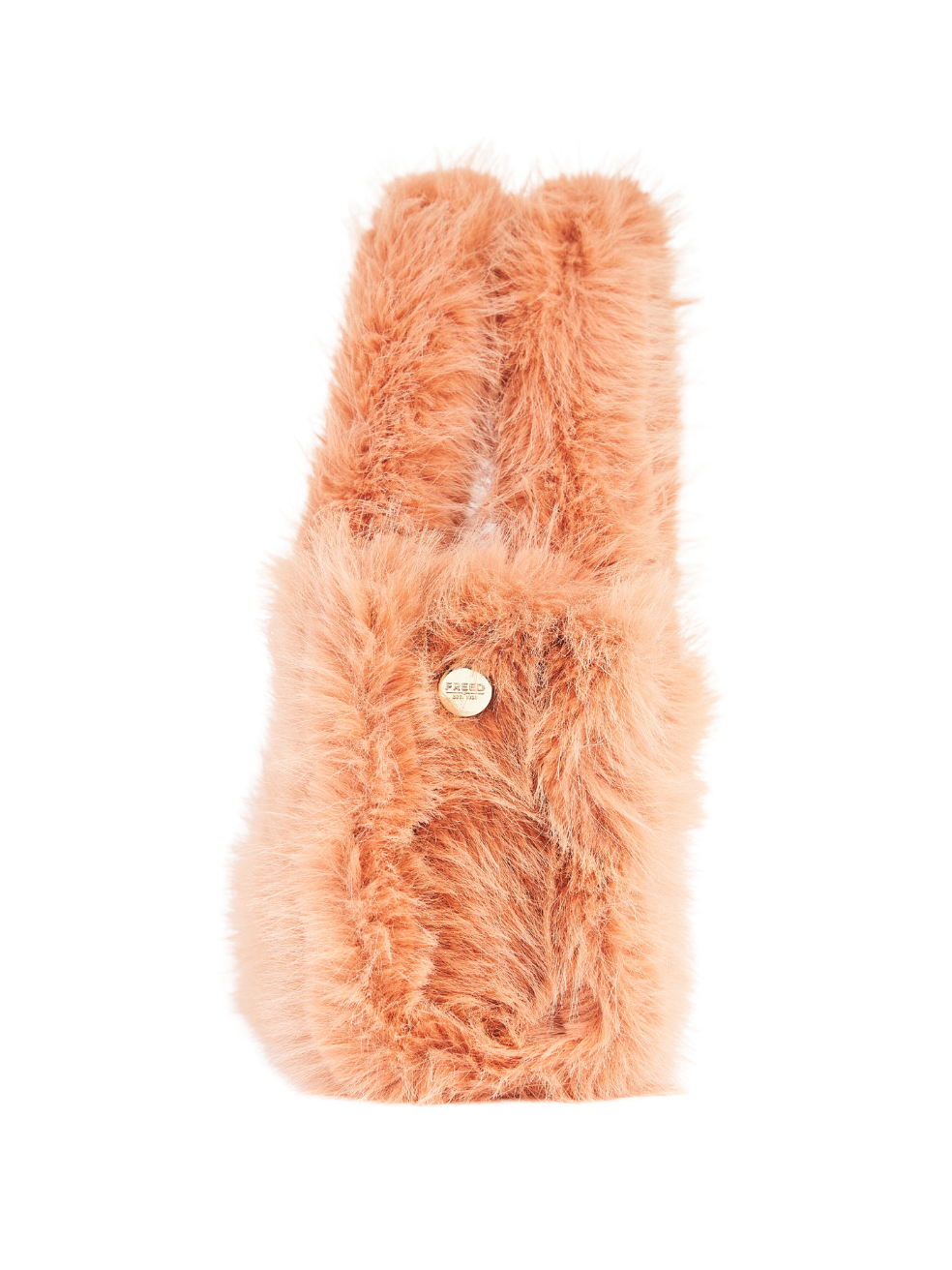 Small Mini Tote Bag Luxury Vegan Accessories  Cute Shaggy Fur Orange Apricot