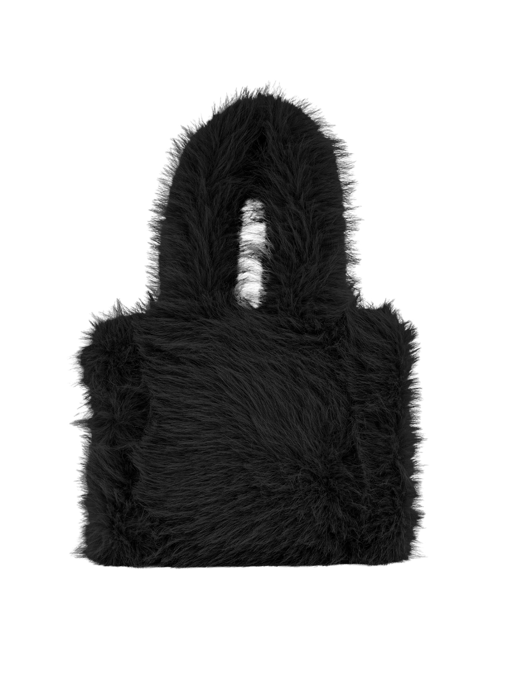 Mini vegan fur tote made in canada fabric end off cut accessories ink black