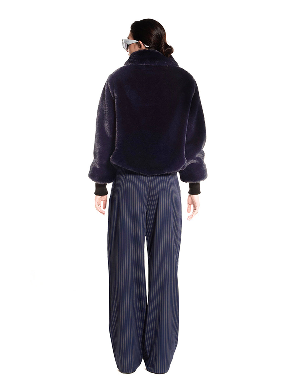 freed sustainable outerwear faux fur sawyer coat midnight