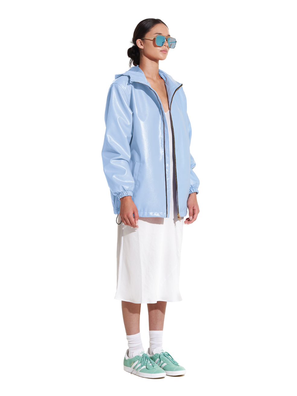 Hunter Capri Blue Sustainable Outerwear Raincoat Vegan Leather