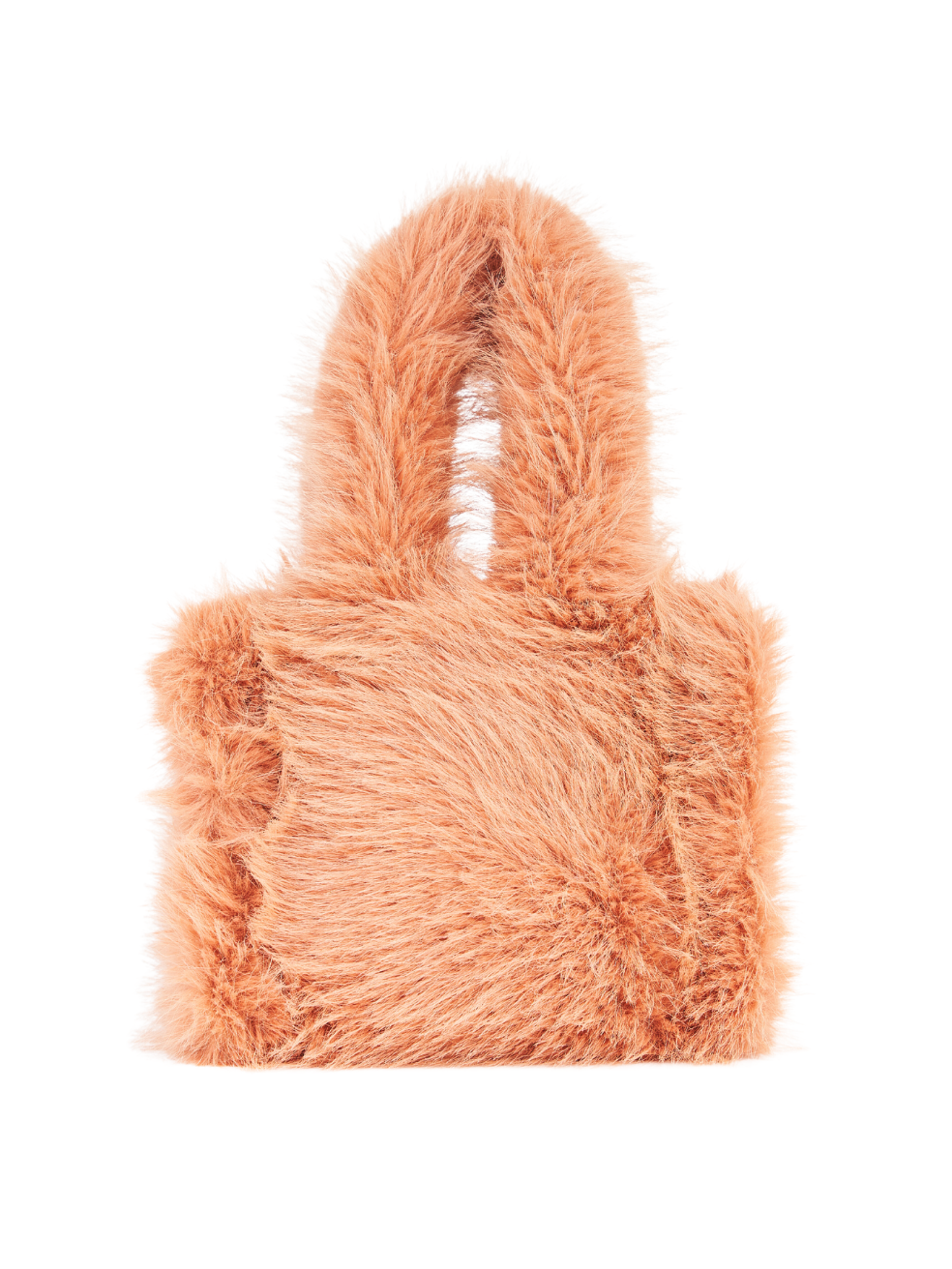 Small Mini Tote Bag Luxury Vegan Accessories  Cute Shaggy Fur Orange Apricot