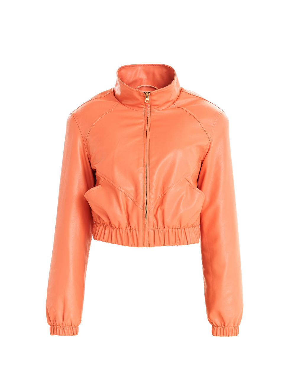 Shiloh cropped bomber spring coat peach pink vegan leather