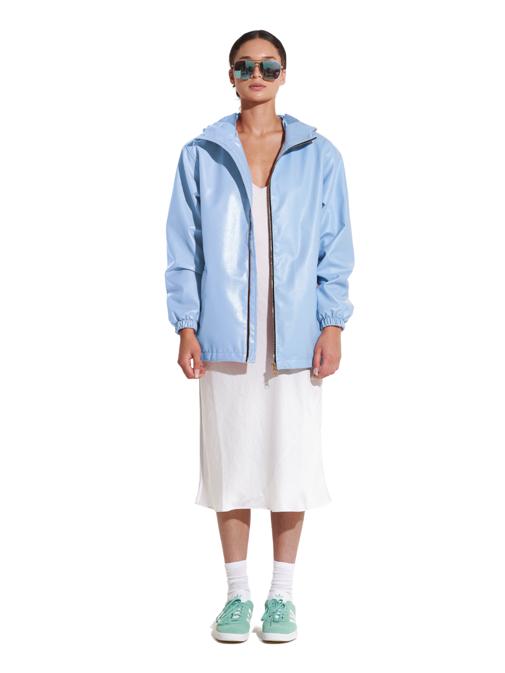 Hunter Capri Blue Sustainable Outerwear Raincoat Vegan Leather
