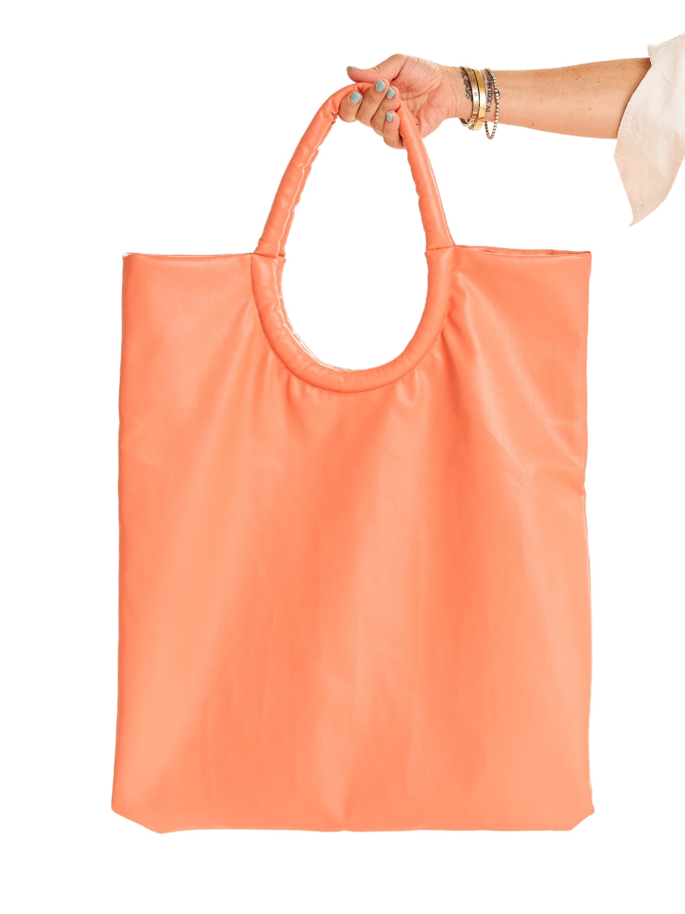 24 hour tote zero waste luxury accessories vegan leather oversized tote peach