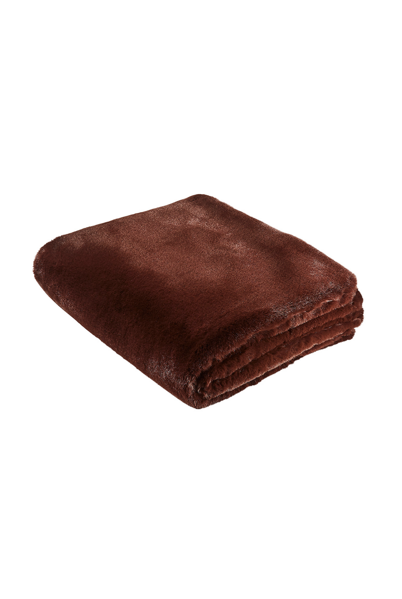 Faux fur throw blanket in chocolate brown.