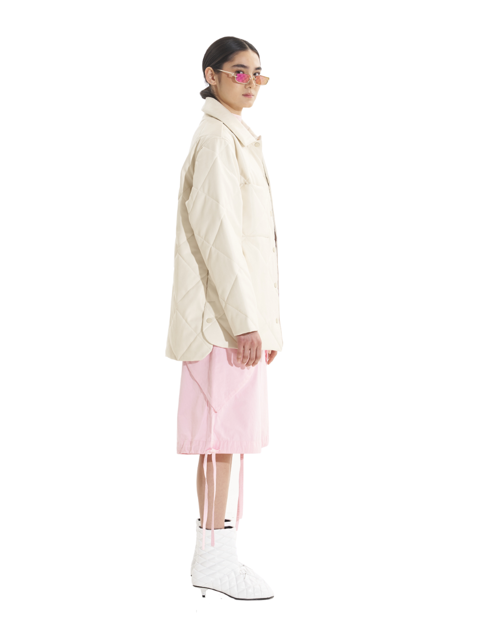 Charlie Quilted Vegan Leather Champagne White Made in Canada Outerwear