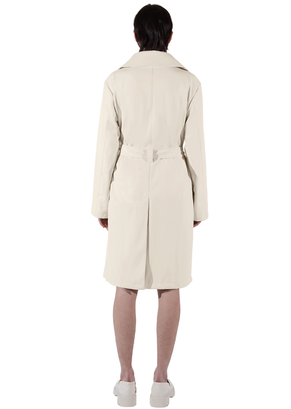 Frankie Trench Champagne White  Back View Ethical Vegan Leather
