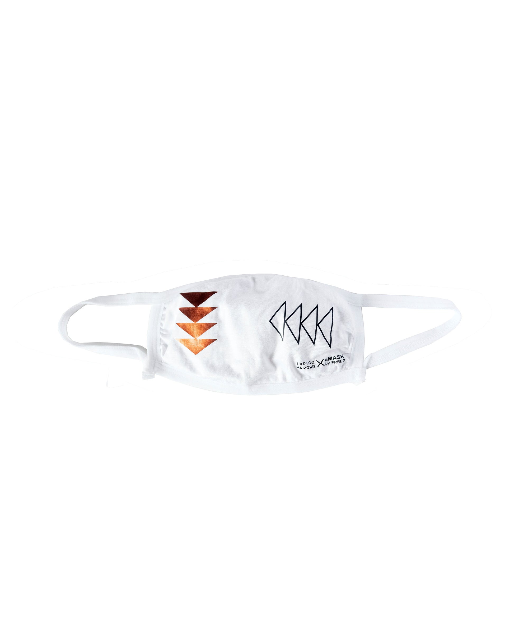 Made in Canada white kid's breathable face mask with Indigenous design.