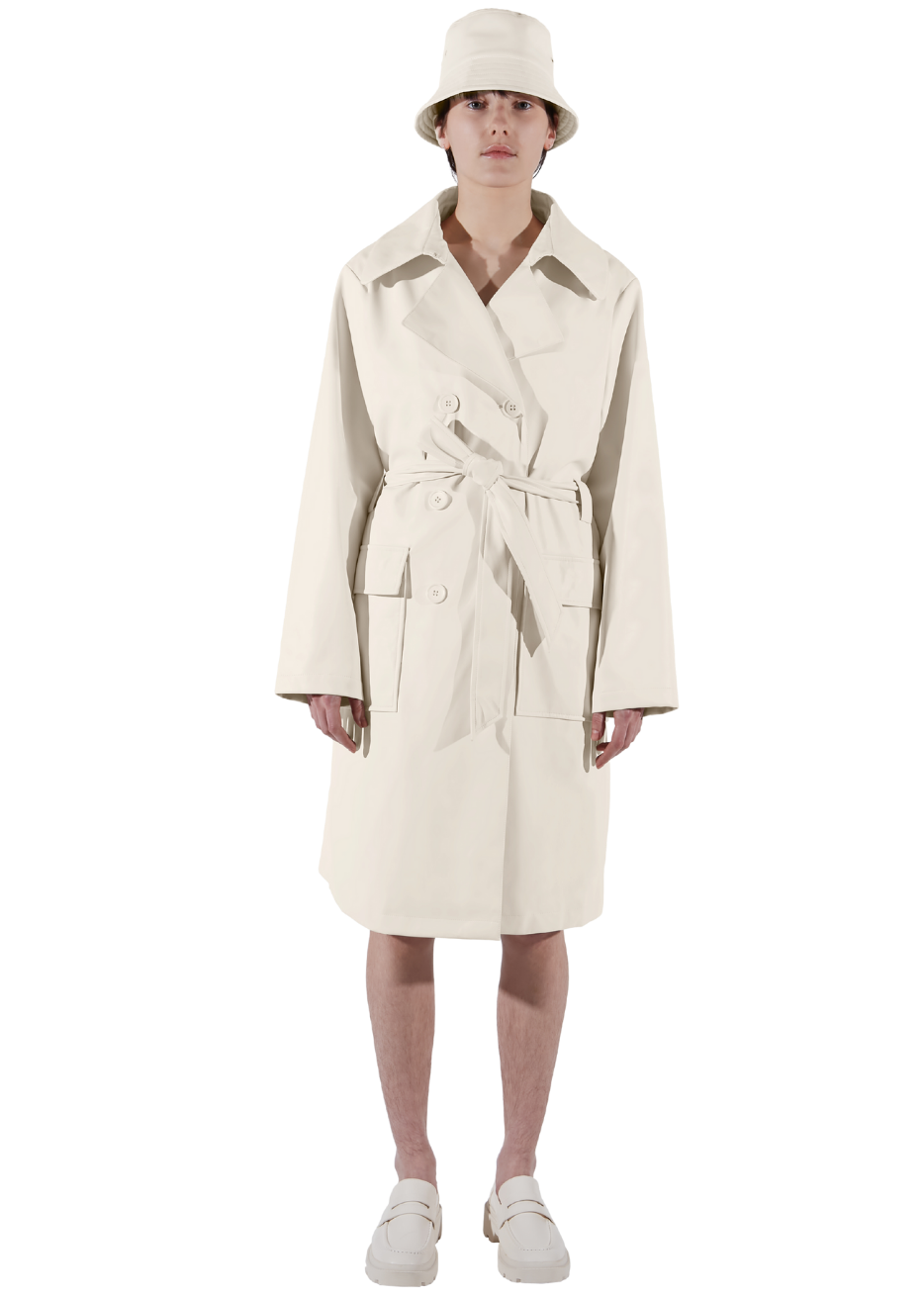Frankie Trench Champagne White Front View Zero Waste Animal Free Leather