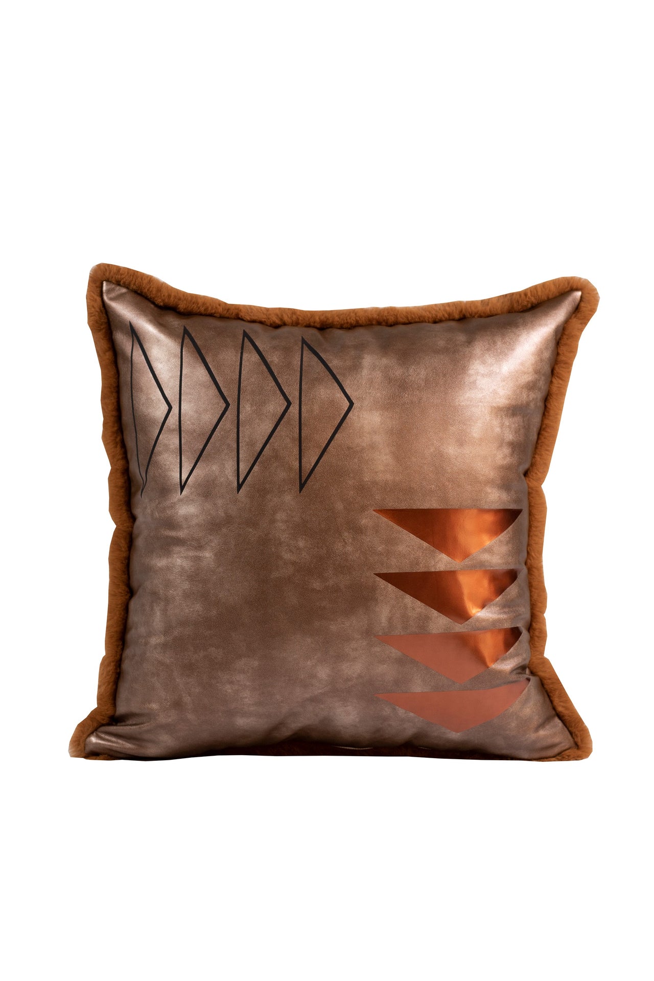 Made in Canada, Indigenous designed vegan leather and faux fur throw pillows.