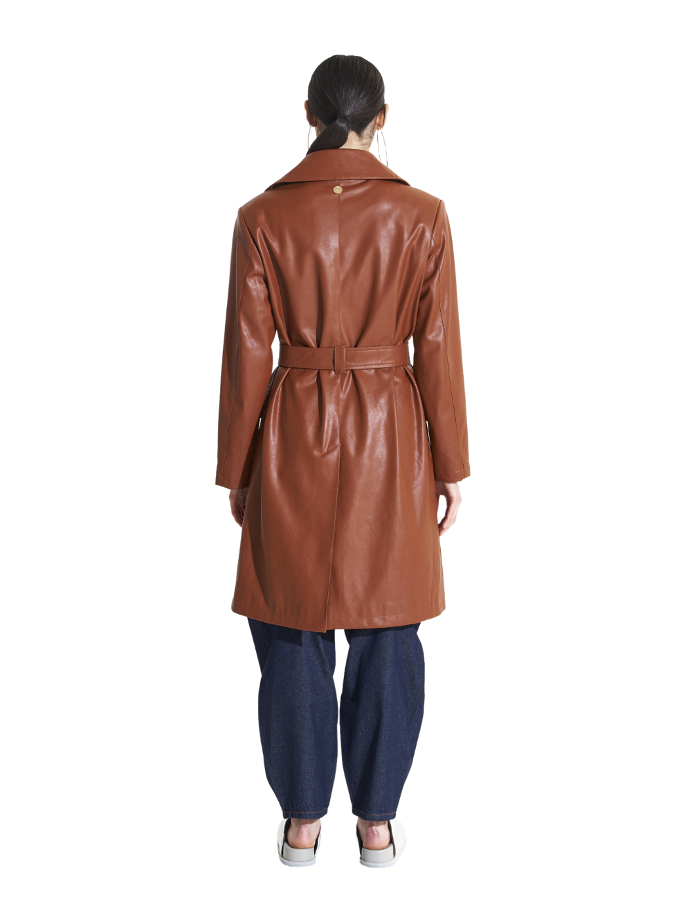 Frankie Red Rust Brown Trench Inclusive Ethical Animal Free Leather