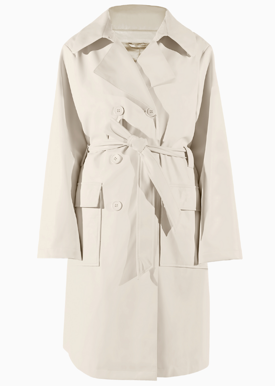 Frankie Trench Champagne White Ghost Image Luxury Animal Free Leather