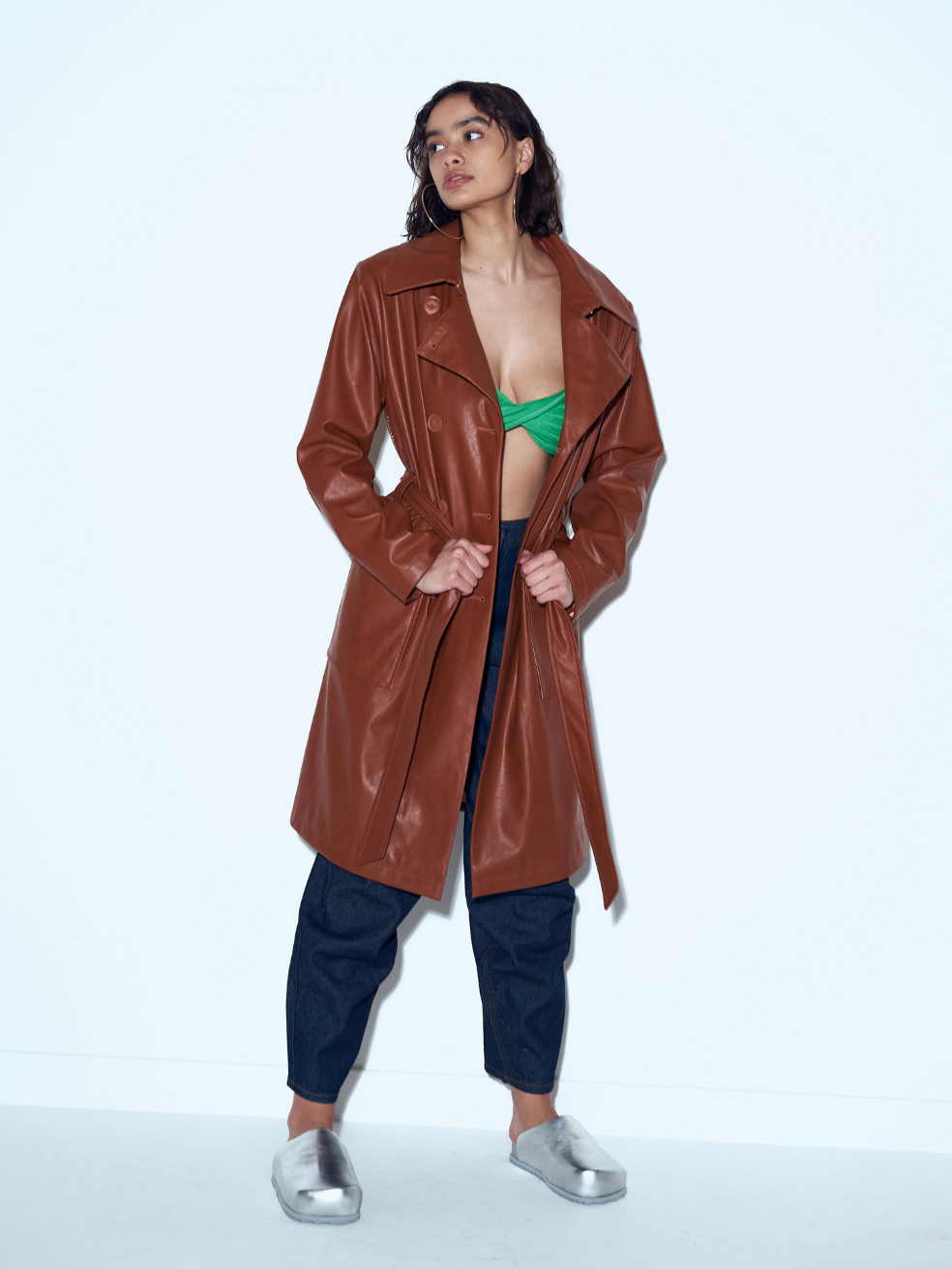 Frankie Trench Rust Red Brown Cruelty Free Vegan Leather